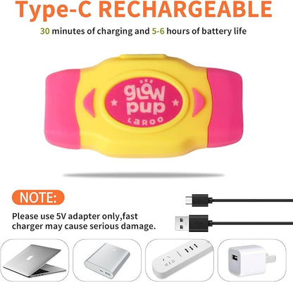 LaRoo LED Light Up Dog Collar, Multi-Color Glowing Safety Pet Collar, USB Rechargeable, Adjustable, Night Walk High Visibility Collar Safety Dog Light for Small Medium Dogs(Pink)