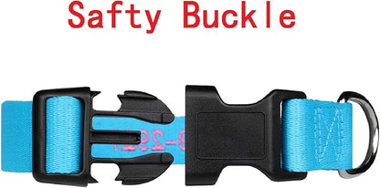 FlowerTown Personalized Dog Collar with Embroidered Name and Phone Number, Custom Dog ID Collars 4 Adjustable Sizes with Safety Release Buckle and D-Ring (Normal), Blue