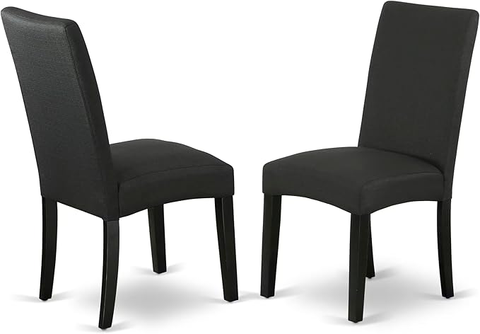 East West Furniture V677DR124-5 5 Piece Dining Room Table Set Includes a Rectangle Kitchen Table with V-Legs and 4 Black Color Linen Fabric Parson Dining Chairs, 40x72 Inch, Multi-Color