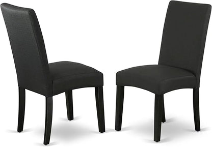 East West Furniture V677DR124-5 5 Piece Dining Room Table Set Includes a Rectangle Kitchen Table with V-Legs and 4 Black Color Linen Fabric Parson Dining Chairs, 40x72 Inch, Multi-Color