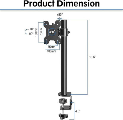 MOUNTUP Single Monitor Mount, Adjustable Monitor Stand for Max 32 Inch Flat Curved Computer Screen, Monitors Arm Desk Mount Fit VESA 75x75& 100x100, up to 17.6lbs, with C-Clamp and Grommet Base, Black