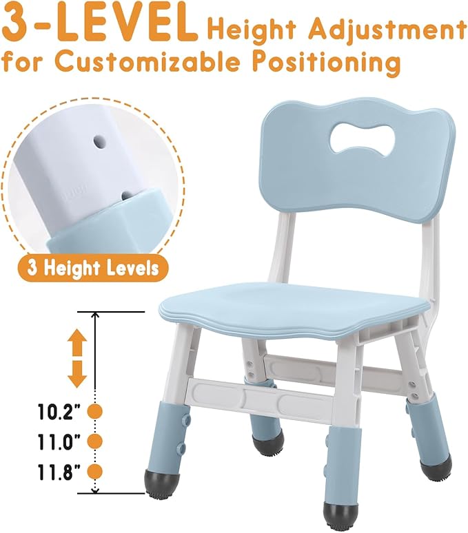 Kids Chair Adjustable Height Children Chairs Suitable for Children Age 2-8 with Foot Covers for Home Classroom Kindergarten and Children's venues Two-Pack