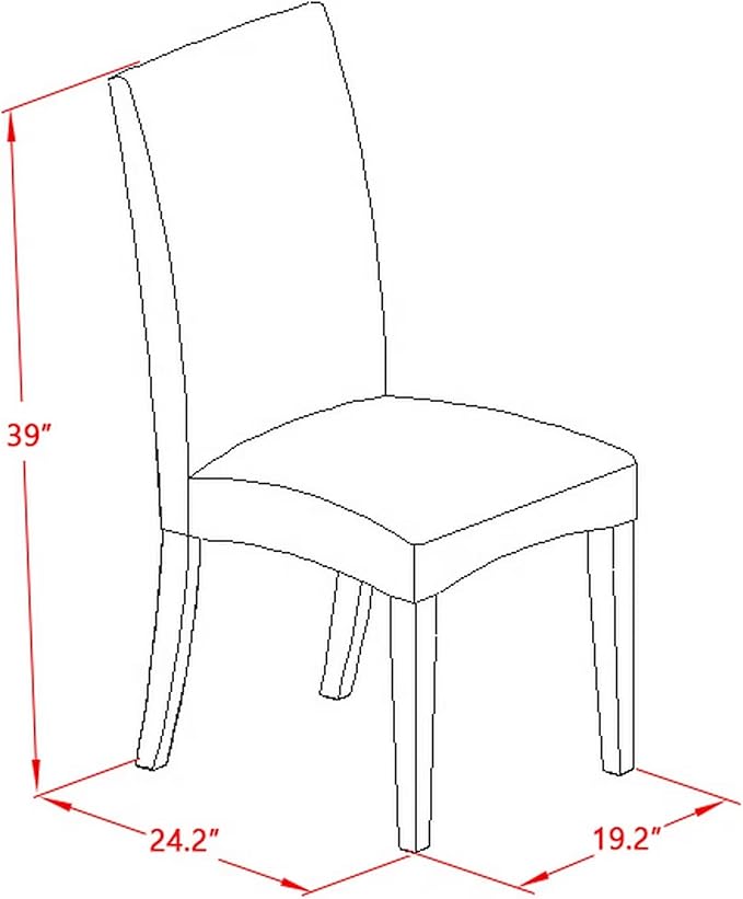 East West Furniture V677DR124-5 5 Piece Dining Room Table Set Includes a Rectangle Kitchen Table with V-Legs and 4 Black Color Linen Fabric Parson Dining Chairs, 40x72 Inch, Multi-Color
