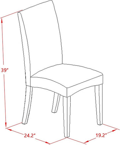 East West Furniture V677DR124-5 5 Piece Dining Room Table Set Includes a Rectangle Kitchen Table with V-Legs and 4 Black Color Linen Fabric Parson Dining Chairs, 40x72 Inch, Multi-Color