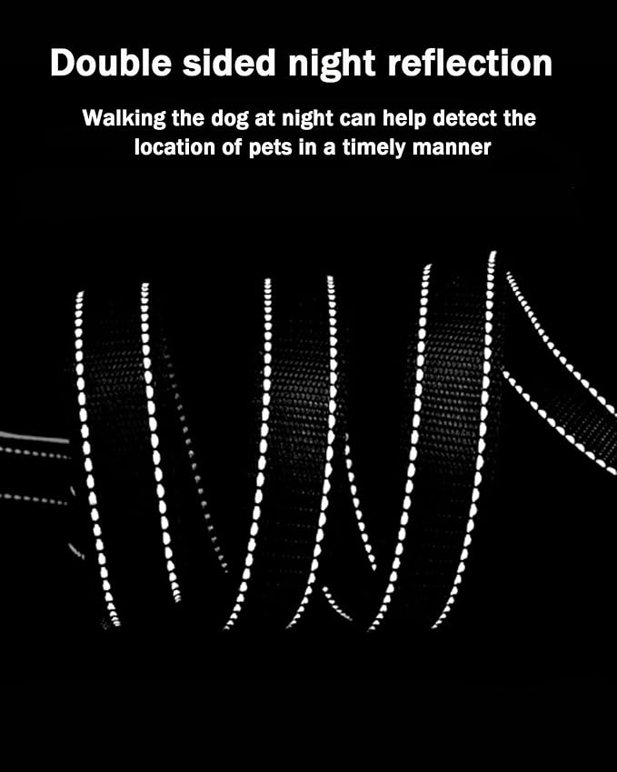 Solmoony 4FT Blue Strong Dog Leash with 2 Padded Handles, Traffic Handle Extra Control, Double-Sided Reflective Walking Lead for Small Medium and Large Dogs(Blue, 4FT)