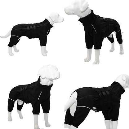 Dogs Waterproof Jacket, Lightweight Waterproof Jacket Reflective Safety Dog Raincoat Windproof Snow-Proof Dog Vest for Small Medium Large Dogs Black 4XL