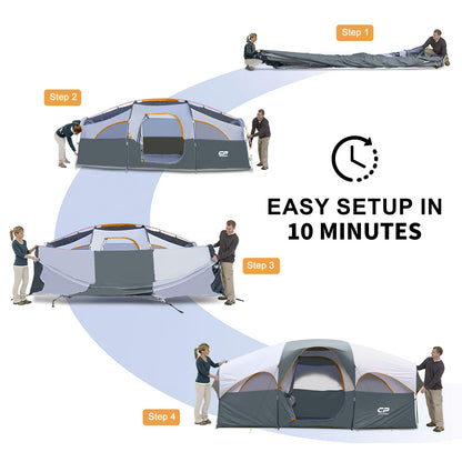CAMPROS CP 8 Person Camping Tent, Room Divider, Rainfly, Weather Resistant