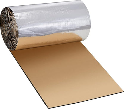 VEVOR Noise Grabber Mass Barrier, 16.5x315 in (36sq.ft) Roll of Soundproofing Mat, 200mil Thick Mass-Loaded High Density Aluminum Foil Foam Surface, Double Layer Structure Acoustic Insulation Sheet