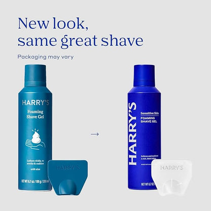 Harry's Original Shaving Kit for Men - Razor Handle, 5 Razor Blade Refills, Foaming Shave Gel, and Travel Blade Cover - German Engineered - Sage