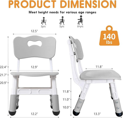 Kids Chair Adjustable Height Children Chairs Suitable for Children Age 2-8 with Foot Covers for Home Classroom Kindergarten and Children's venues Two-Pack