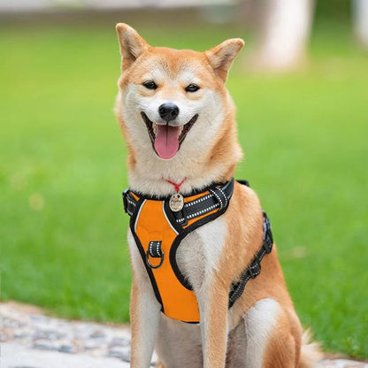PoyPet No Pull Dog Harness, Reflective Comfortable Vest Harness with Front & Back 2 Leash Attachments and Easy Control Handle Adjustable Soft Padded Pet Vest for Small to Large Dogs (Orange,XS)