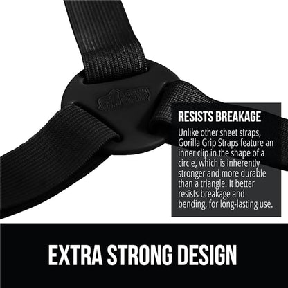 Gorilla Grip Bed Sheet Straps and Headboard Gap Pillow, Sheet Fasteners 8 Pack Black, Easy Install Sheet Suspenders, Headboard Gap Pillow Size King Gray, Dense Foam Wedge, 2 Item Bundle