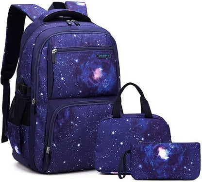 MITOWERMI Boys Backpacks for Primary Junior School Kids Backpack with Lunch Box Galaxy Space Bookbags for Boys Girls