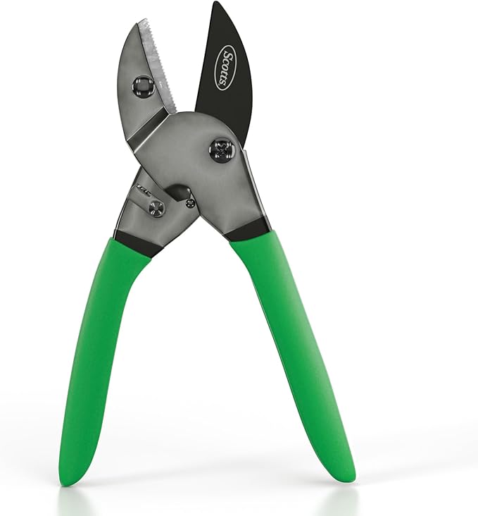 Scotts 8 in. Anvil Pruning Shears – 1/2 in. Cutting Capacity, Heavy-Duty Garden Pruner for Dry Stems and Dead Wood, Sap Resistant – Comfort Grip with Sharp Carbon Steel Blade for Yard and Garden Use