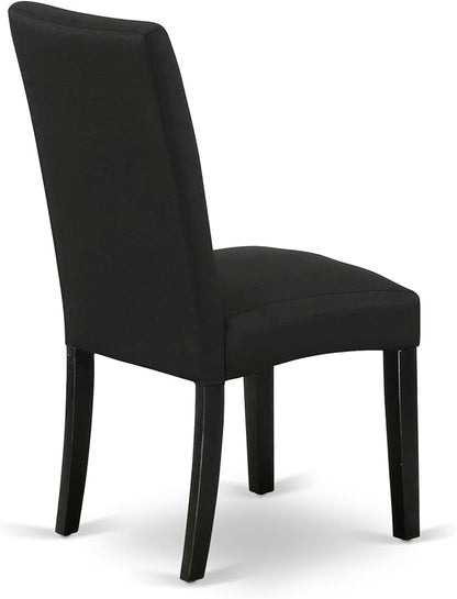 East West Furniture V677DR124-5 5 Piece Dining Room Table Set Includes a Rectangle Kitchen Table with V-Legs and 4 Black Color Linen Fabric Parson Dining Chairs, 40x72 Inch, Multi-Color