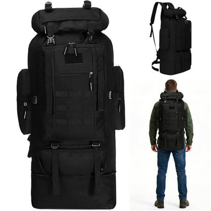 Goaste 100L Camping Hiking Backpack, Molle Military Tactical Rucksack, Waterproof Large Travel Daypack, Adjustable Survival Hunting Sports Bag for Men and Women Hiking, Camping, Touring(Black)