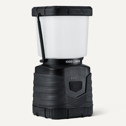 Amazon Basics Camping Essentials Lantern, 360-Degree 1000 Lumen LED, Adjustable Dimmable with 4 Lighting Modes, Water Resistant IPX4, Black (Batteries Not Included)