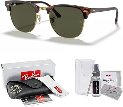 Ray-Ban RB3016 CLUBMASTER Sunglasses For Men For Women +BUNDLE with ACCESSORY EYEWEAR KIT