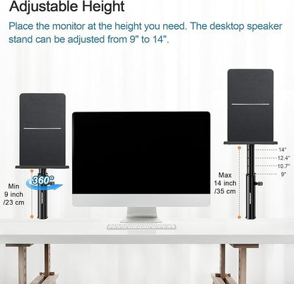 Set of 2 Studio Monitor Stands Desk Clamp Desktop Speaker Stands with Isolation Pads