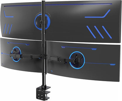 VIVO Triple Monitor Extra Tall Desk Mount for up to 49 inch Ultrawides on Center Bracket and 27 inch Screens on Side Brackets, Holds up to 44 lbs, Black, STAND-V103T