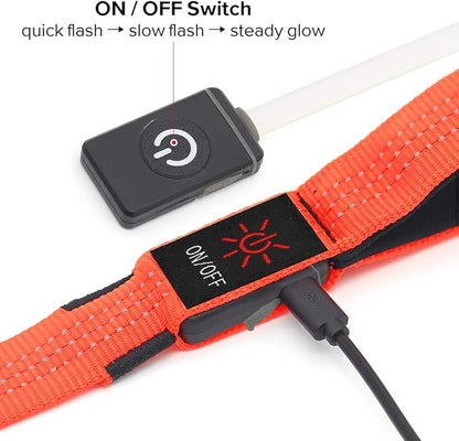 Candofly LED Dog Leash Rechargeable, 4 Ft Glow in The Dark Light Up Dog Leash, Nylon Reflective Dog Rope with Light for Small Medium Large Dogs (Orange)