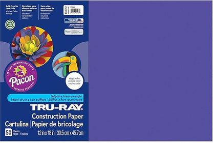 Tru-Ray® Construction Paper, 50% Recycled, 12" x 18", Purple, Pack Of 50