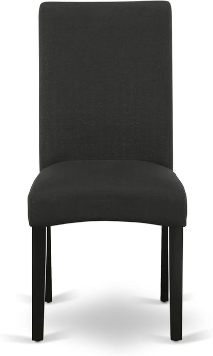 East West Furniture V677DR124-5 5 Piece Dining Room Table Set Includes a Rectangle Kitchen Table with V-Legs and 4 Black Color Linen Fabric Parson Dining Chairs, 40x72 Inch, Multi-Color