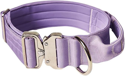 Spark Paws Tactical Dog Collar - Heavy Duty, Premium Quality, Thick and Durable for Large and Medium Dogs - Purple - M