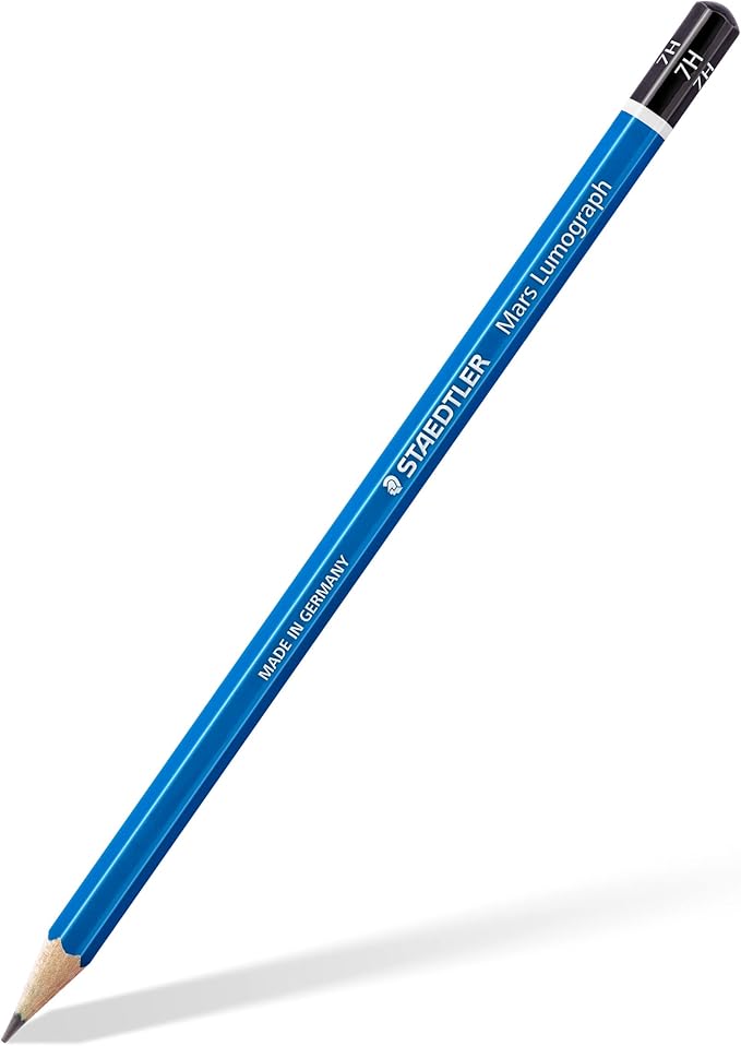 STAEDTLER Mars Lumograph 7H Graphite Art Drawing Pencil, Hard, Break-Resistant Bonded Lead, 12 Pack, 100-7H, Blue (100-7H VE)