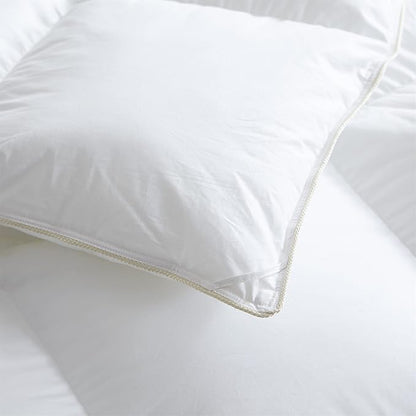 Luxurious White Solid Medium Weight, King Size Goose Feathers Down Comforter for All-Season Weather Duvet Insert, Premium Baffle Box, 100% Egyptian Cotton Cover, 65 oz. Fill Weight