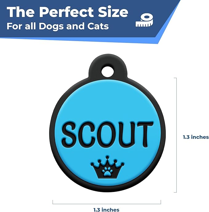 GoTags Silicone Dog Tags, Soundless Pet Tag, Personalized Silent Tag Engraved for Pets with Cute Custom Designs, for Dogs and Cats, (Round, Green)