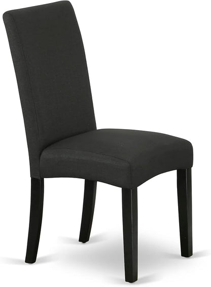 East West Furniture V677DR124-5 5 Piece Dining Room Table Set Includes a Rectangle Kitchen Table with V-Legs and 4 Black Color Linen Fabric Parson Dining Chairs, 40x72 Inch, Multi-Color