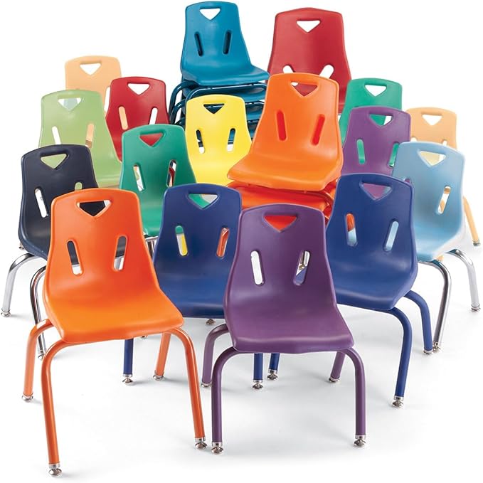 Jonti-Craft Berries 8142JC1007 Stacking Chair with Chrome-Plated Legs, 12" Height, Yellow