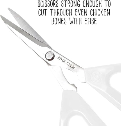 Joyce Chen Original Unlimited Kitchen Scissors All Purpose Dishwasher Safe Kitchen Shears With Comfortable Handles, White