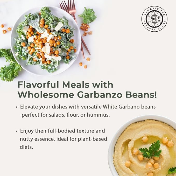 Pride Of India | Indian Whole White Garbanzo Beans 3 Pound (1.3 kg) Jar | Protein & Fiber Rich Kabuli Chana | Prepare Hummus, Snacks, Wraps, Salad, Soup & Curry | All Natural, Vegan, Gluten Free, Non-Bioengineered