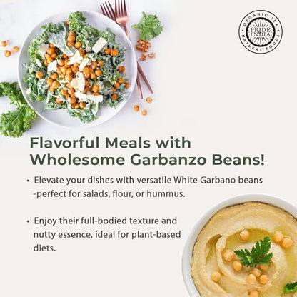 Pride Of India | Indian Whole White Garbanzo Beans 3 Pound (1.3 kg) Jar | Protein & Fiber Rich Kabuli Chana | Prepare Hummus, Snacks, Wraps, Salad, Soup & Curry | All Natural, Vegan, Gluten Free, Non-Bioengineered