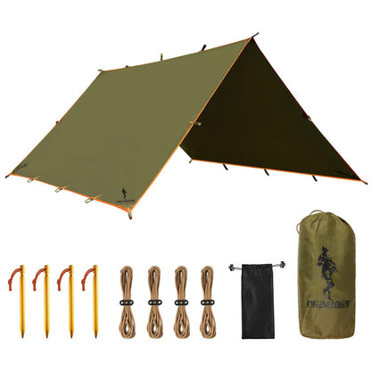 FREE SOLDIER Camping Tarp - 10 x 13ft, Waterproof, Brown