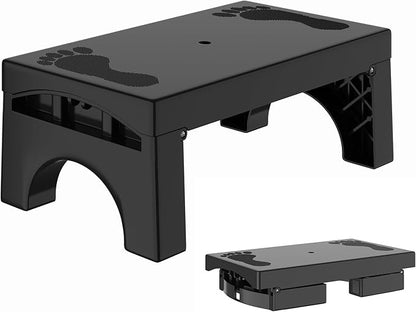 Step Stool Foldable for Adults Kids, Heavy Duty Non-Slip Folding Stepping Stool with 400-LBS Capacity, Portable Collapsible Foot Stool for Bathroom Bedroom Kitchen, Bed Steps for High Beds, Black