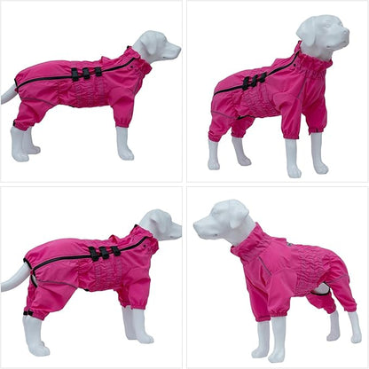 Dogs Waterproof Jacket, Lightweight Waterproof Jacket Reflective Safety Dog Raincoat Windproof Snow-Proof Dog Vest for Small Medium Large Dogs Rosered XXXL