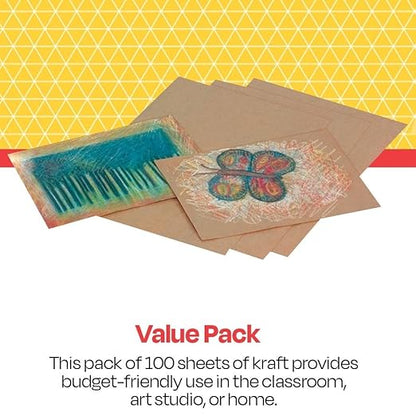 School Smart Kraft Paper Sheets, 60 lbs, 9 x 12 Inches, Brown, Pack of 100