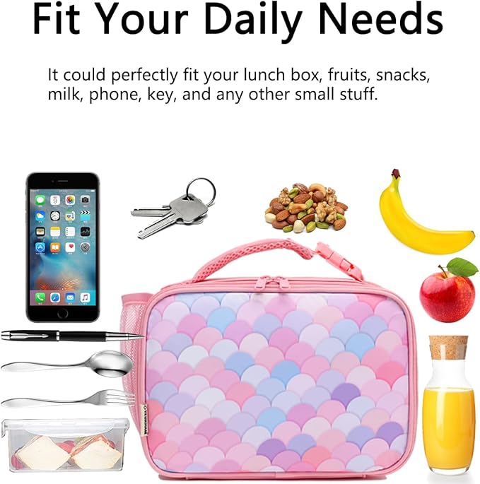 Insulated Lunch Box for School, Thermal Reusable Durable Freezable Lunch Bags for Kids Boys Girls Men Women - Small Soft Cooler Portable Lunch Tote Kit for Work Picnic Travel,Colorful