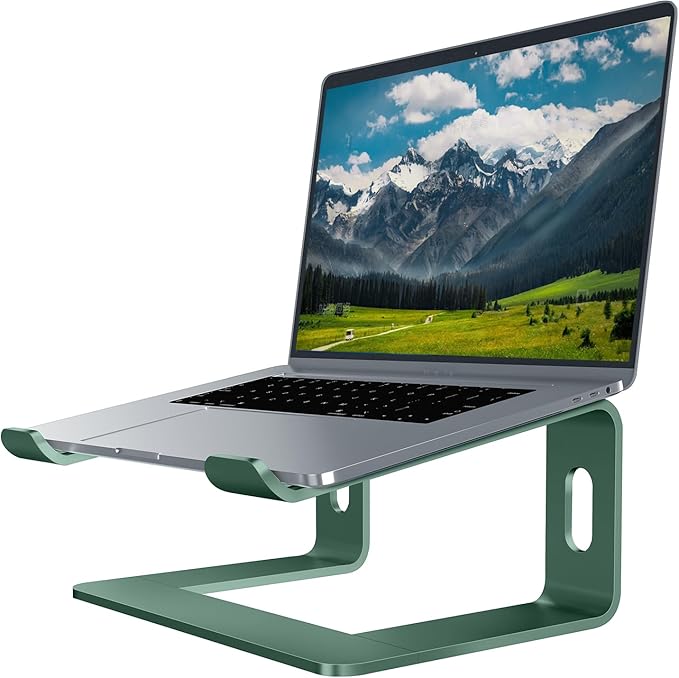 Orionstar Laptop Stand Aluminum Laptop Riser Compatible with Mac MacBook Air Pro 10 to 15.6 Inch Notebook Computer, Ergonomic Elevator Holder (Green)
