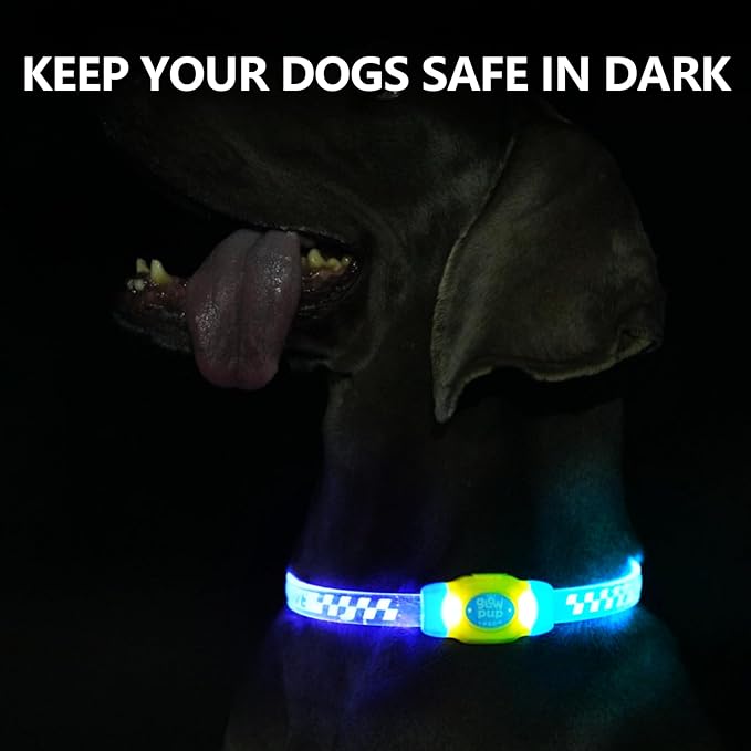 LaRoo LED Light Up Dog Collar, Multi-Color Glowing Safety Pet Collar, USB Rechargeable, Adjustable, Night Walk High Visibility Collar Safety Dog Light for Small Medium Dogs(Pink)