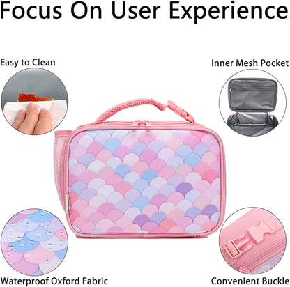 Insulated Lunch Box for School, Thermal Reusable Durable Freezable Lunch Bags for Kids Boys Girls Men Women - Small Soft Cooler Portable Lunch Tote Kit for Work Picnic Travel,Colorful