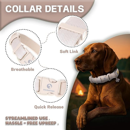 DOGWONG LED Dog Collar - Heavy Duty Light up Collars - Rechargeable Waterproof - Lighted Dog Collar for Night Walking, Hiking, Camping(White,M)