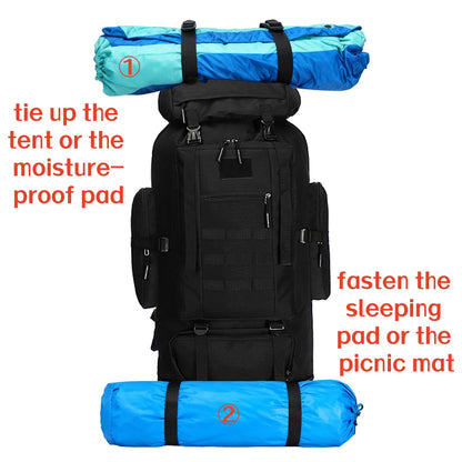 Goaste 100L Camping Hiking Backpack, Molle Military Tactical Rucksack, Waterproof Large Travel Daypack, Adjustable Survival Hunting Sports Bag for Men and Women Hiking, Camping, Touring(Black)