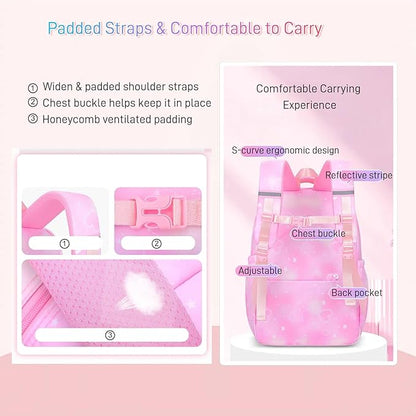 Backpack for Girls Cute Bow Kids Backpack for Elementary School Students Bookbag Middle School Bags for Girls Travel Back Pack, Dreamy Blue