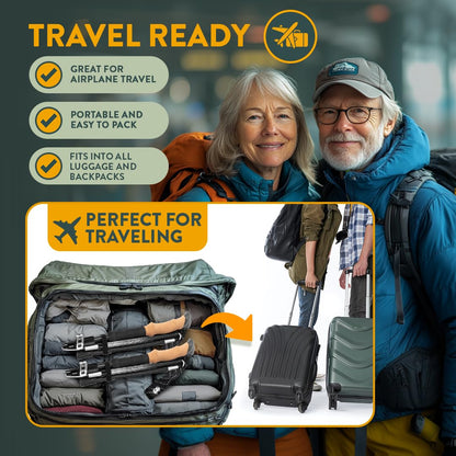 Premium Foldable Hiking Poles by USA Brand - Adjustable, Lightweight Trekking Poles Made of Aircraft Aluminum, Metal Locks Cork EVA Grips (Cork - Black, 100-120 cm for Height: 5'9" and Smaller)