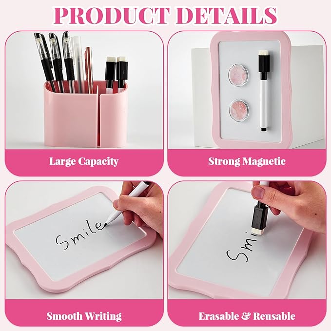 11 Pcs School Lockers Magnetic Decor Pink Locker Accessories Kit with Magnetic Mirror Whiteboard Pen Holder Buckles Lockers Organizer Decorations Locker Essentials for Girls Back to School Supplies