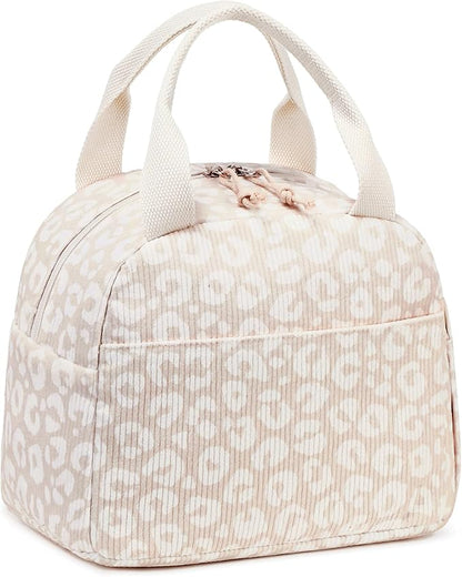 LEDAOU Lunch Box for Women Insulated Lunch Bag Corduroy Lunch Tote Bags Leakproof Cooler Lunch Case for Travel Work Picnic